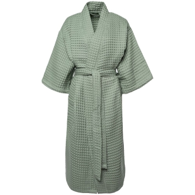 Халат вафельный женский Boho Kimono, зеленая мята, зеленый, хлопок