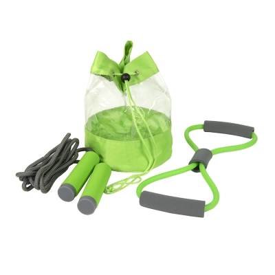 Набор SPORT UP, эспандер, скакалка, сумка, зеленый, полиуретан, зеленый, пластик