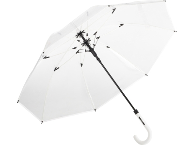 Зонт-трость «Pure» с прозрачным куполом, белый, прозрачный, полиэстер, пластик
