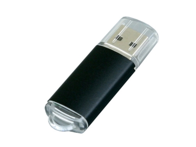 USB 2.0- флешка на 4 Гб с прозрачным колпачком, черный, металл