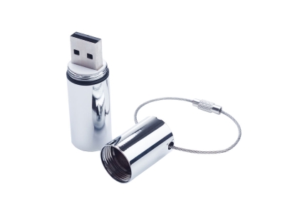 USB 2.0- флешка на 512 Мб «Цилиндр», серебристый, металл