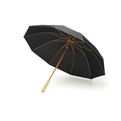 Зонт RPET/бамбук, черный, rpet