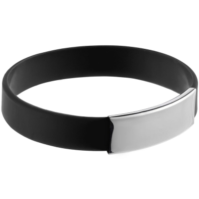 Силиконовый браслет Brisky с металлическим шильдом, черный, черный, металл, силикон