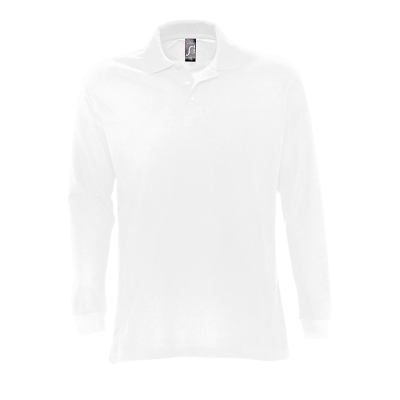 Рубашка поло мужская с длинным рукавом STAR, белый_S, 100% х/б, 170г/м2, белый, пике, 100% хлопок, 170 г/м2