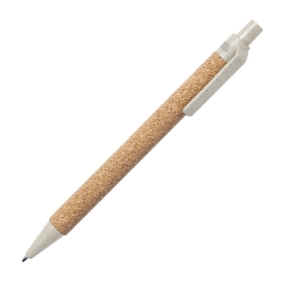 Ручка шариковая YARDEN, бежевый, натуральная пробка, пшеничная солома, ABS пластик, 13,7 см, бежевый, пластик