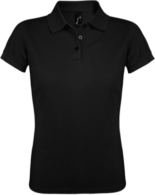 Рубашка поло женская Prime Women 200 черная, черный, полиэстер 65%; хлопок 35%, плотность 200 г/м²; пике