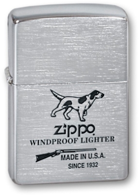 Зажигалка ZIPPO Hunting Tools, с покрытием Brushed Chrome, латунь/сталь, серебристая, 38x13x57 мм, серебристый
