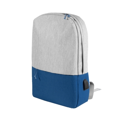 Рюкзак "Beam light", св.серый/ярко-синий, 44х30х10 см, ткань верха: 100% поли-д, под-ка: 100% пол-тер, светло-серый, ярко-синий, пластик