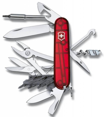 Офицерский нож CyberTool L, прозрачный красный, красный, прозрачный, пластик; металл