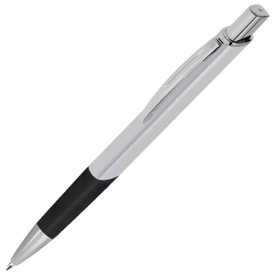 SQUARE, ручка шариковая с грипом, серебристый/хром, металл, серебристый, металл, прорезиненная поверхность