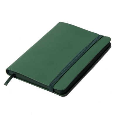 Блокнот SHADY JUNIOR с элементами планирования,  А6, зеленый, кремовый блок, темно-зеленый обрез, зеленый, pu velvet