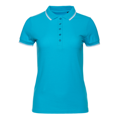 Рубашка поло женская STAN с окантовкой хлопок/полиэстер 185, 04BK, Бирюзовый, бирюзовый, 185 гр/м2, хлопок