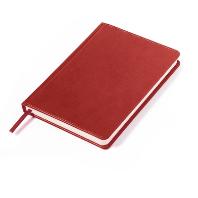 Ежедневник недатированный Campbell, А5,  красный, белый блок, красный, pu velvet
