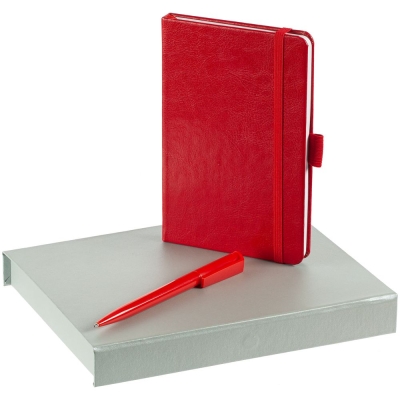Набор Office Helper, красный, красный, искусственная кожа; пластик; переплетный картон