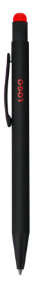 Ручка шариковая Raven (черная с красным), черный, металл, soft touch