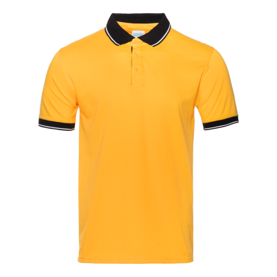 Рубашка поло  мужская STAN с контрастными деталями хлопок/полиэстер 185, 04С, Жёлтый/Чёрный, 185 гр/м2, хлопок