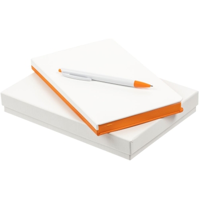 Набор Duplex, белый с оранжевым, белый, оранжевый, искусственная кожа; пластик; картон