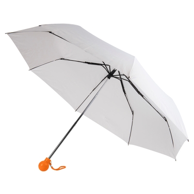 Зонт складной FANTASIA, механический, белый с оранжевой ручкой, белый, оранжевый, 100% полиэстер, пластик
