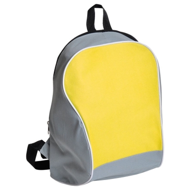 Промо-рюкзак "Fun"; серый с желтым; 30х38х14 см; полиэстер; шелкография, желтый, полиэстер 600d