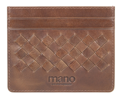 Портмоне для кредитных карт Mano "Don Luca", натуральная кожа в коньячном цвете, 10,3 х 8,3 см, коричневый