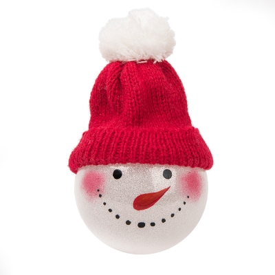 Шар новогодний "Snowman", диаметр 8 см., пластик, красный, пластик