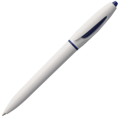 Ручка шариковая S! (Си), белая с темно-синим, белый, пластик