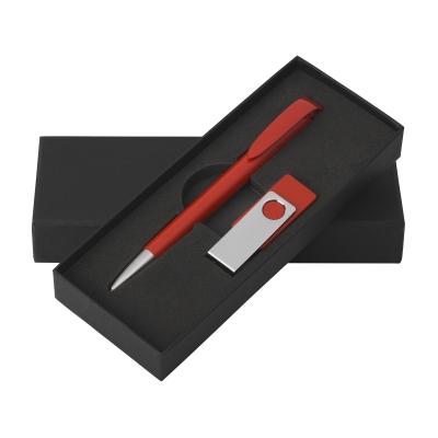 Набор ручка + флеш-карта 8Гб в футляре, красный, пластик/металл