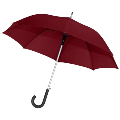 Зонт-трость Alu AC, бордовый, бордовый, купол - эпонж, 190t; рама - сталь, алюминий; спицы - стеклопластик; ручка - пластик