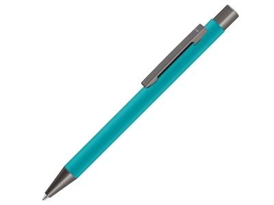 Ручка металлическая шариковая «Straight Gum» soft-touch с зеркальной гравировкой, голубой, soft touch