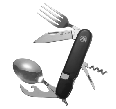 Нож перочинный Stinger, 109 мм, 8 функций, материал рукояти: АБС-пластик (чёрный), в блистере, черный, пластик