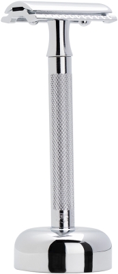 Набор бритвенный MERKUR, 3 предмета: станок Т- образный, подставка, лезвия (10 шт), серебристый, металл