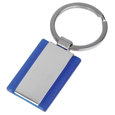 Брелок "Прямоугольник" синий; 2,7х4х0,5 см; металл, пластик; лазерная гравировка