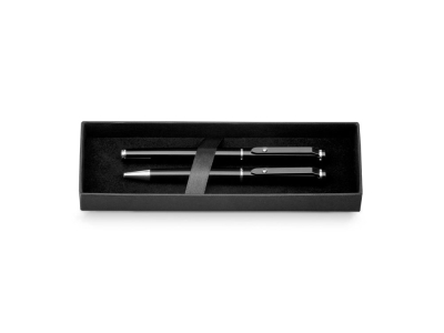 Подарочный набор «CALIOPE SET»: ручка шариковая, ручка роллер, черный, металл