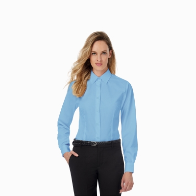 Рубашка женская с длинным рукавом LSL/women, корпоративный голубой, хлопок