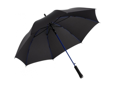 Зонт-трость «Colorline» с цветными спицами и куполом из переработанного пластика, черный, полиэстер