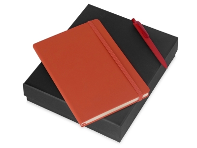 Подарочный набор Vision Pro soft-touch с ручкой и блокнотом А5, оранжевый, soft touch