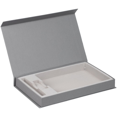 Коробка Horizon Magnet с ложементом под ежедневник, флешку и ручку, серая, серый, картон