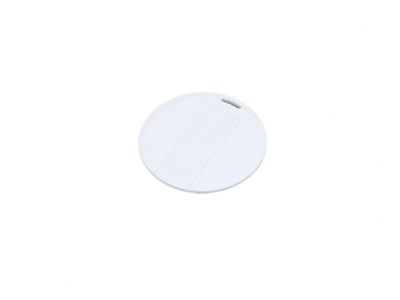 USB 2.0- флешка на 8 Гб в виде пластиковой карточки круглой формы, белый, пластик