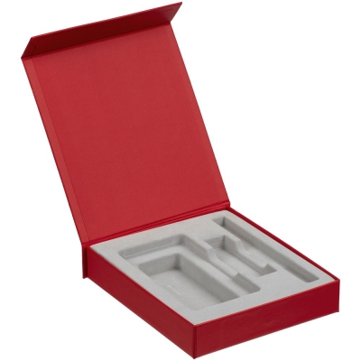 Коробка Latern для аккумулятора 5000 мАч, флешки и ручки, красная, красный, переплетный картон; покрытие софт-тач