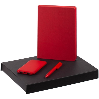 Набор Office Fuel, красный, красный, искусственная кожа; пластик; переплетный картон