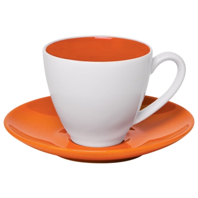 Чайная пара "Galena" в подарочной упаковке, оранжевый, 200мл, 15,3х15,3х10см, фарфор, оранжевый, белый, фарфор