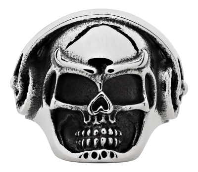 Кольцо ZIPPO, серебристое, в форме черепа, нержавеющая сталь, 2,5x2,6x0,6 см,  диаметр 19,7 мм, серебристый