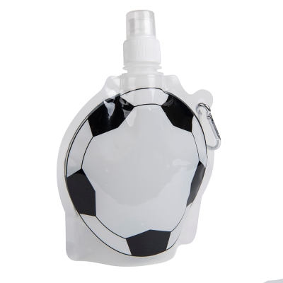 Емкость для воды мягкая "Мяч", пластиковая, с карабином, емкость 550 мл., белый, черный, пластик