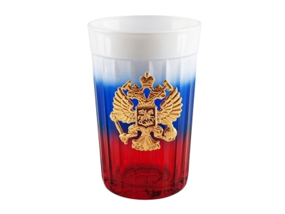 Граненый стакан «Россия», белый, красный, стекло