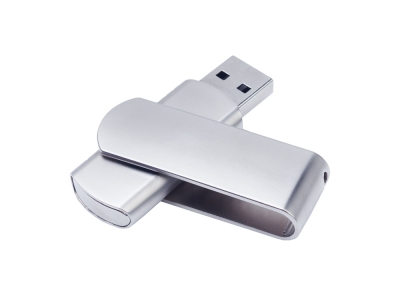 USB 2.0- флешка на 512 Мб матовая поворотная, серебристый, металл