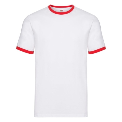 Футболка "Ringer T", белый с красным_2XL, 100% х/б, 160 г/м2, красный, белый, хлопок 100%, плотность 160 г/м2