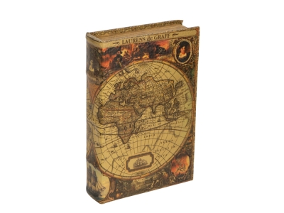 Подарочная коробка "Карта мира" L, коричневый, кожзам