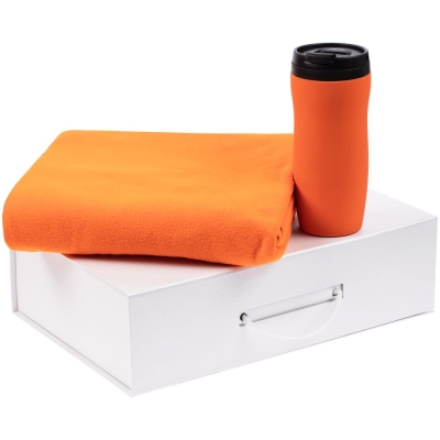 Набор Proforma, оранжевый, оранжевый, крышка, термостакан - пластик, внутренняя колба; нержавеющая сталь, корпус; покрытие софт-тач; плед - флис, плотность 180 г/м²; коробка - переплетный картон; наполнитель - бумага