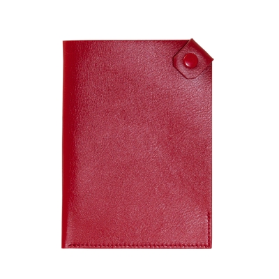 Чехол для паспорта PURE 140*100 мм., застежка на кнопке, натуральная кожа (фактурная), красный, красный