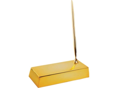 Настольный прибор «Золотой слиток», желтый, металл